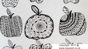 Apples, zen art, zen doodle,