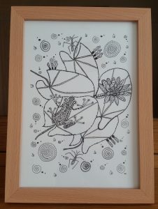 Frog, zendoodle, zen doodle, zen art, doodle art, line drawing, abstract art, abstract drawing