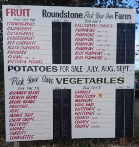 Roundstone Farm, PYO, Pick Your Own Farm, PYO Price List